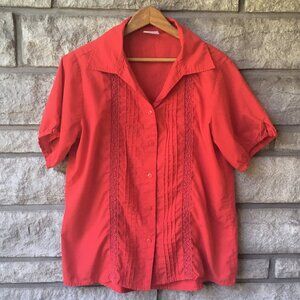Cherry Red Vintage Short Sleeve Button Down